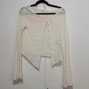 Ardene Cream Lace Asymmetrical Cardigan